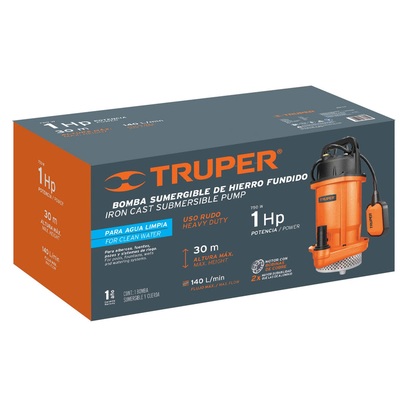 Bomba sumergible de hierro fundido para agua limpia 1 HP