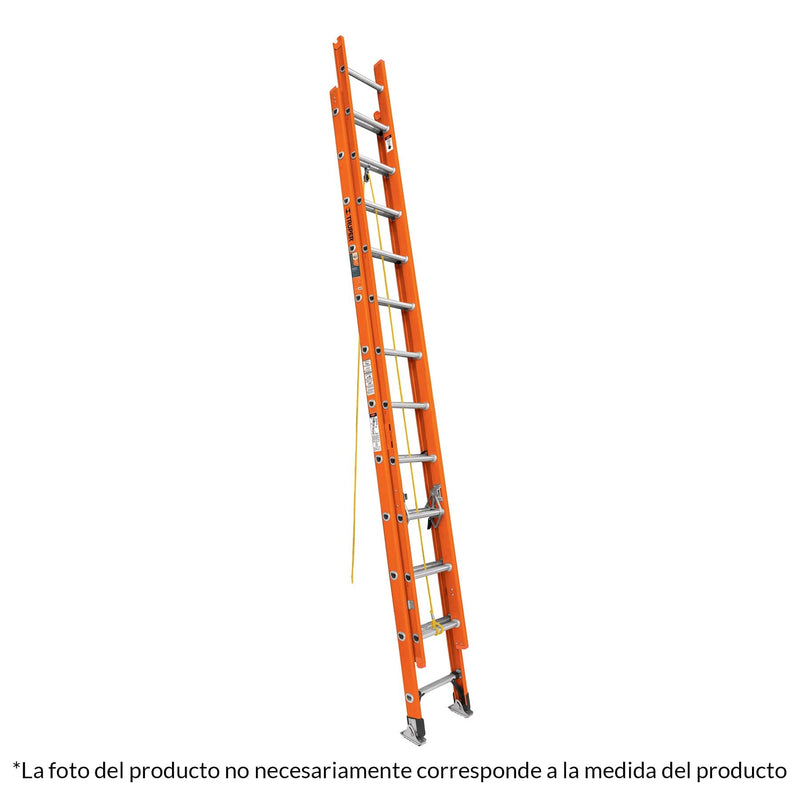Escalera de extensión, tipo II, 20 peldaños, fibra de vidrio