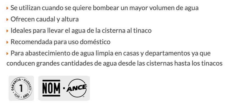 Bomba centrífuga para agua, 2 HP