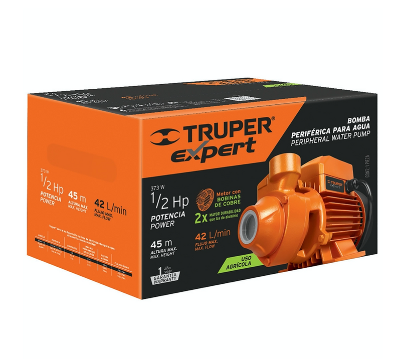 Bomba eléctrica periférica para agua 1/2 HP, Truper Expert