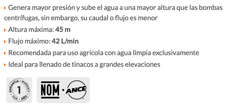 Bomba eléctrica periférica para agua 1/2 HP, Truper Expert