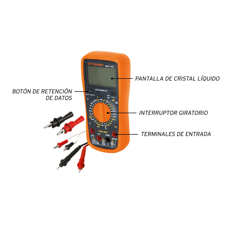 Multímetro digital para mantenimiento automotriz con RMS ver