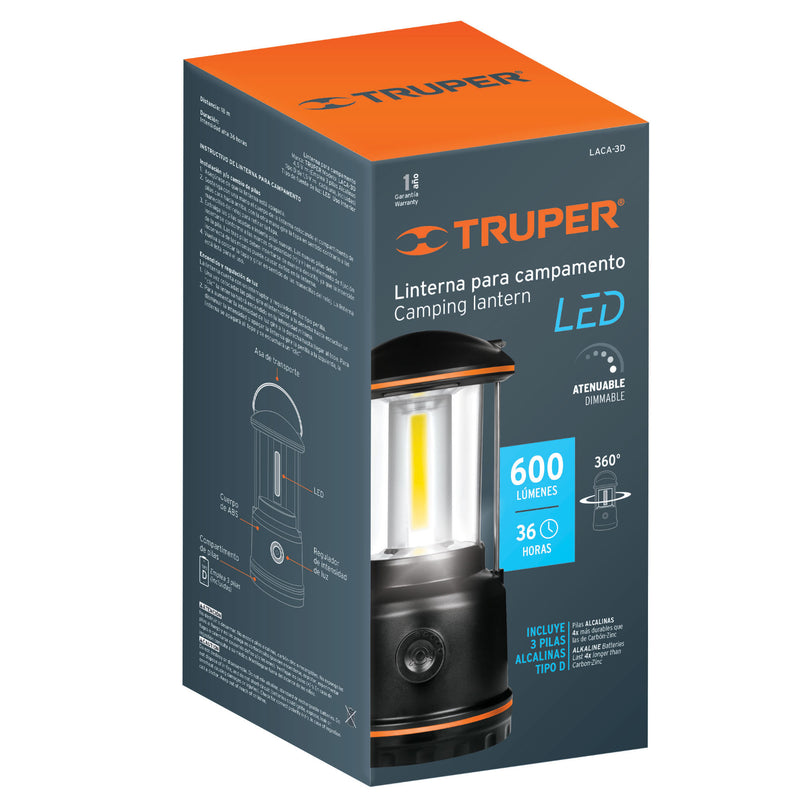 Linterna de LED para campamento, tipo farol, de Pilas 3 D
