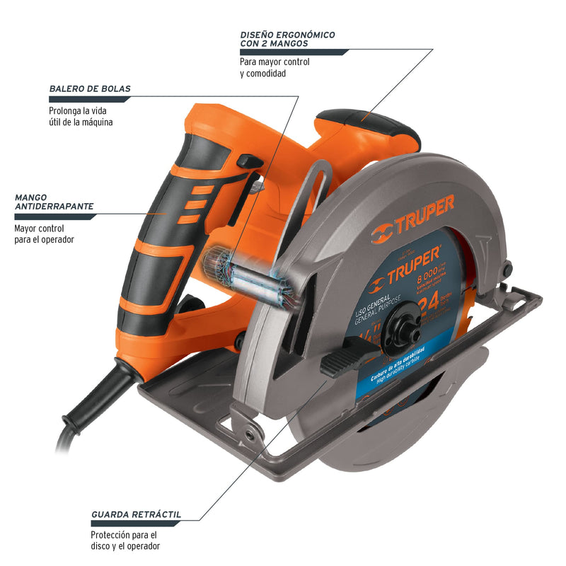 Sierra circular, 7-1/4', profesional, 1500 W