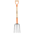 Bieldo para paja, 4 dientes, puño 'Y', mango de 35'