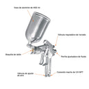 Pistola p/pintar gravedad LVMP,vaso aluminio, boquilla 1.4mm