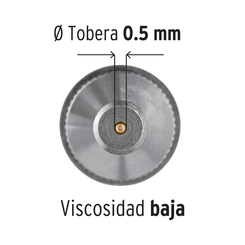Pistola p/retoque gravedad, LVMP, vaso aluminio, 0.5 mm