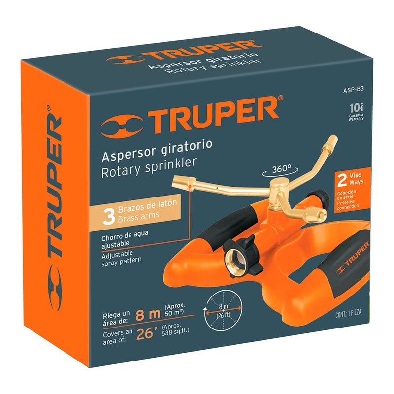 Aspersor tres brazos, base plástica