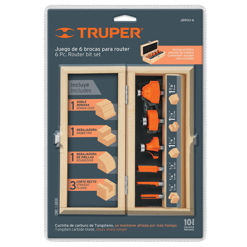 Juego de brocas para router, 6 piezas