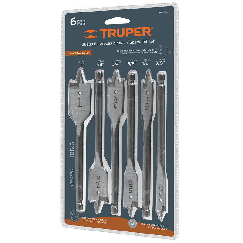 Juego de brocas planas de manita, 6 piezas, Truper