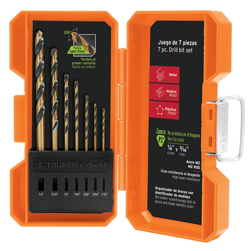 Juego de brocas de alta velocidad, 7 piezas