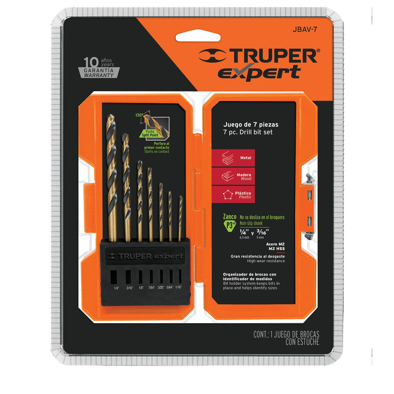 Juego de brocas de alta velocidad, 7 piezas