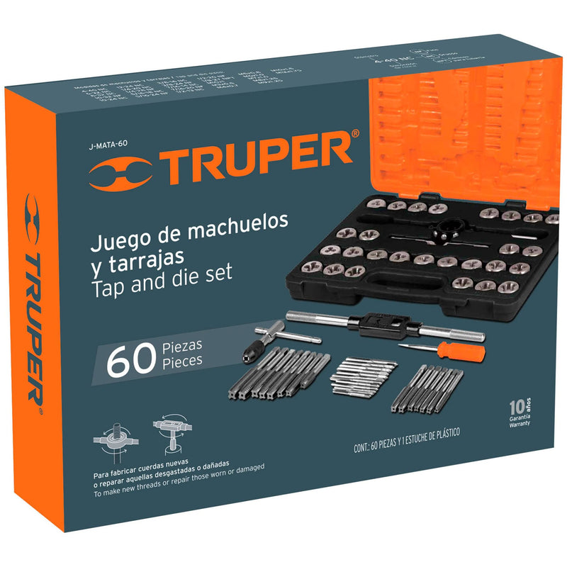 Juego de machuelos y tarrajas, 60 piezas