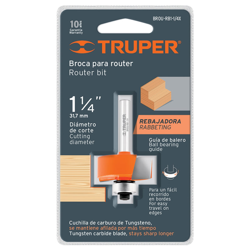 Broca para router, rebajado, 1-1/4' con balero