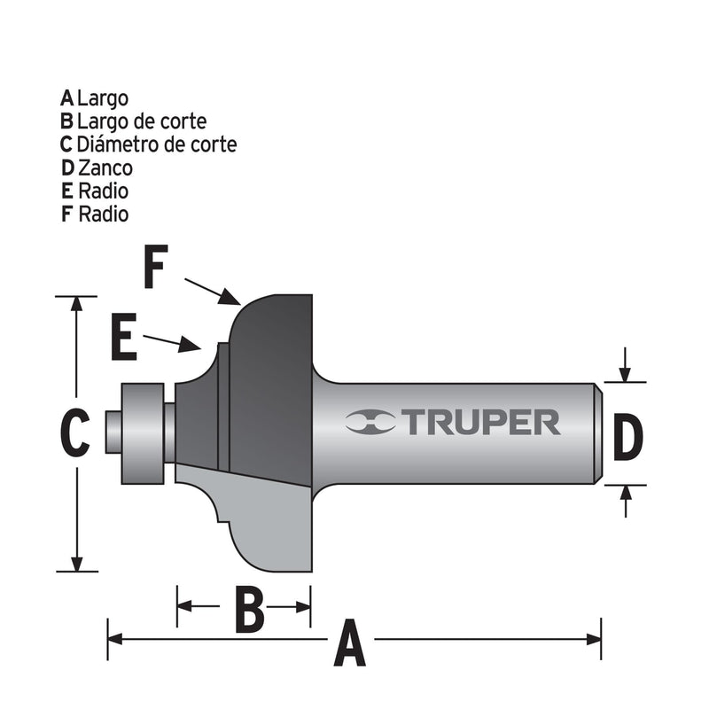 Broca para router, clásica, 1-3/8' con balero