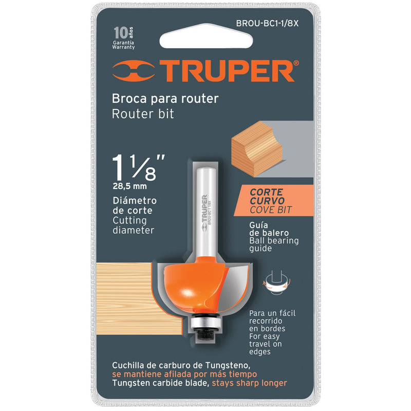 Broca para router, bocel cuarto, 1-1/8' con balero