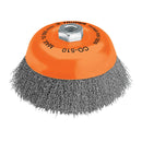 Carda de copa, alambre ondulado, 4',milimétrica para esmeril