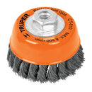 Carda copa, alambre trenzado fino, 5', milimétrica p/esmeril