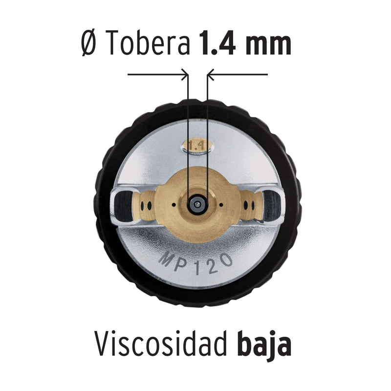 Pistola p/pintar gravedad LVMP,vaso plástico, 1.4 mm, Expert