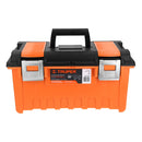 Caja plástica 19' c/compartimentos, naranja, broche metálico