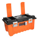 Caja plástica 22' c/compartimentos, naranja, broche metálico