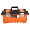 Caja plástica 22' c/compartimentos, naranja, broche metálico