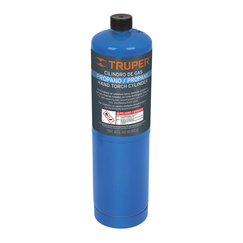 Cilindro de gas propano de 400 g, azul