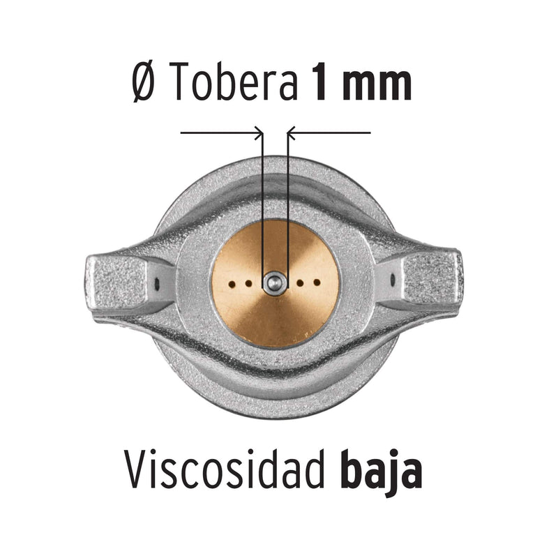 Pistola p/pintar gravedad LVMP,vaso aluminio, boquilla 1.0mm
