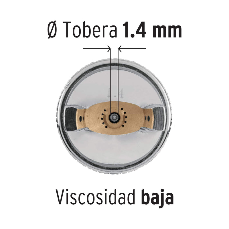 Pistola p/pintar gravedad HVLP,vaso plástico, boquilla 1.4mm