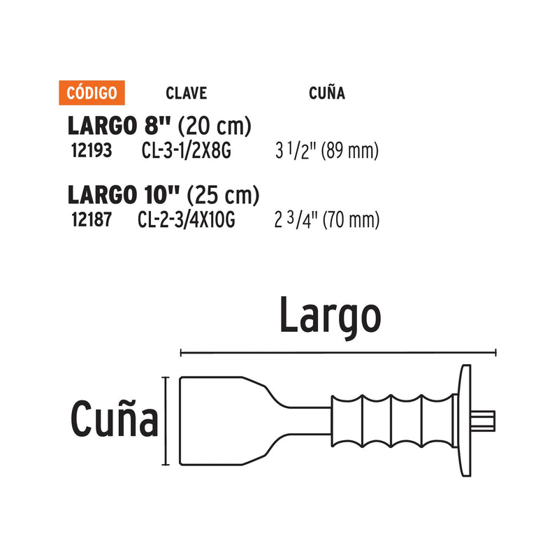 Cincel ladrillero, 2-3/4 X 10', con grip
