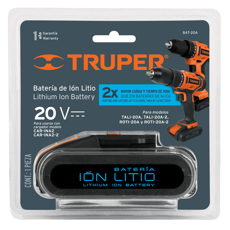 Batería ión Litio, 20 V para TALI-20A y ROTI-20A