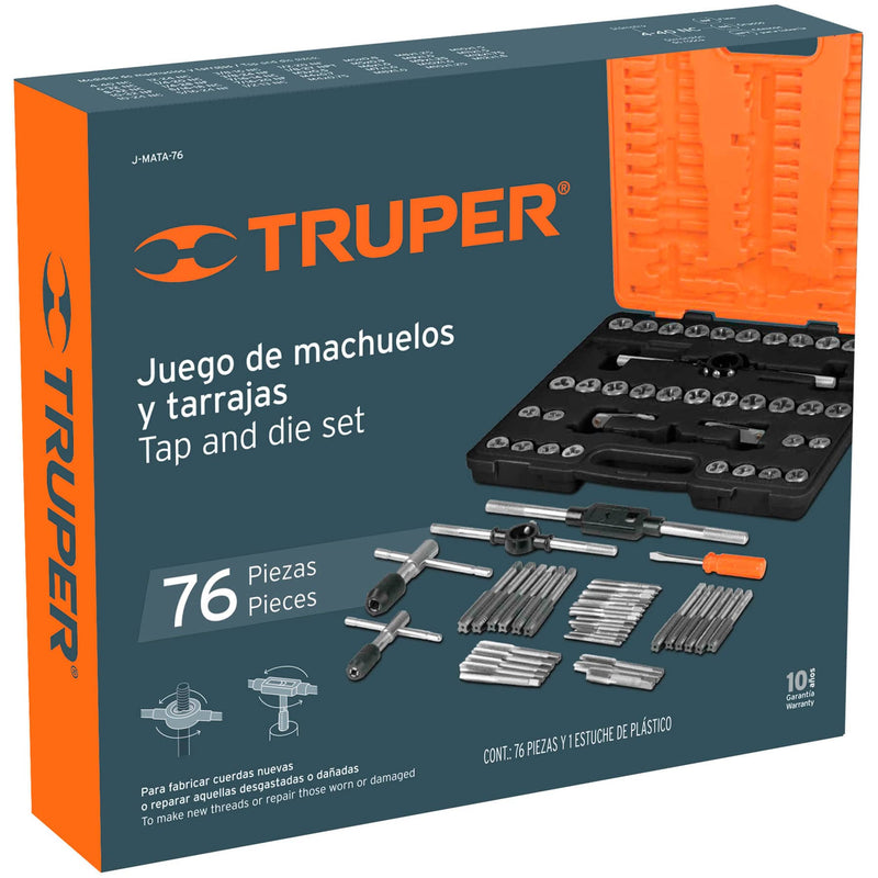 Juego de machuelos y tarrajas, 76 piezas