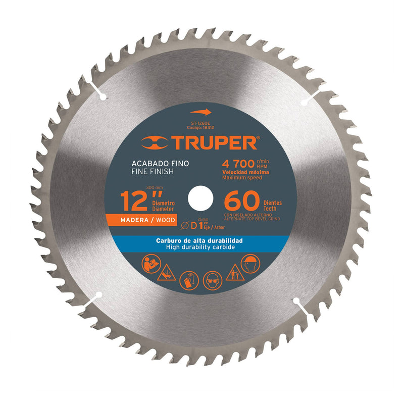 Disco sierra p/madera 12', 80 dientes, centro 1'