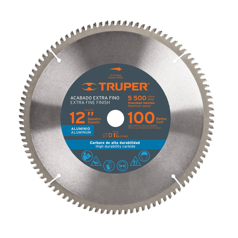 Disco sierra p/aluminio 12', 100 dientes, centro 1'