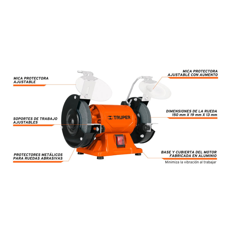 Esmeril de banco de 6' de 1/2 Hp