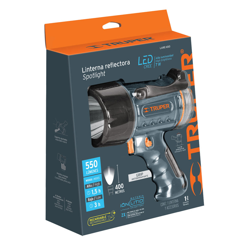 Lámpara recargable de led alta potencia, 550 lm