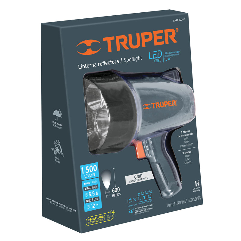 Lámpara recargable de led alta potencia, 1500 lm, 5 W