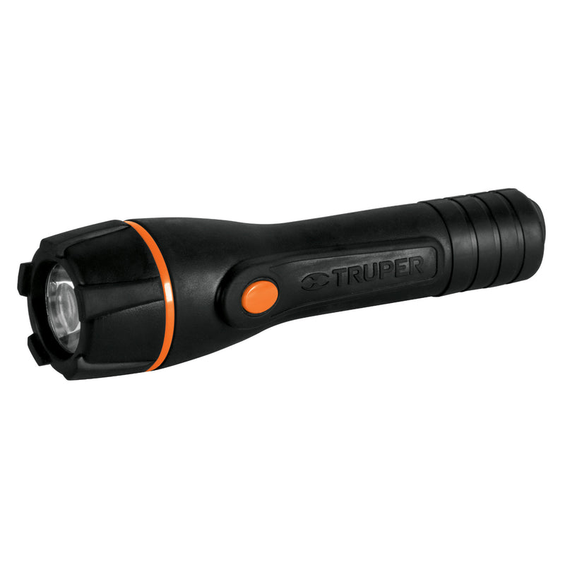 Linterna plástica, LED, luz directa, 2 pilas AA, 80 Lm