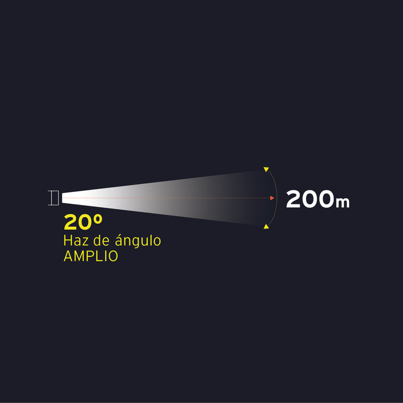 Linterna plástica, LED, luz directa, 2 pilas D, 180 Lm