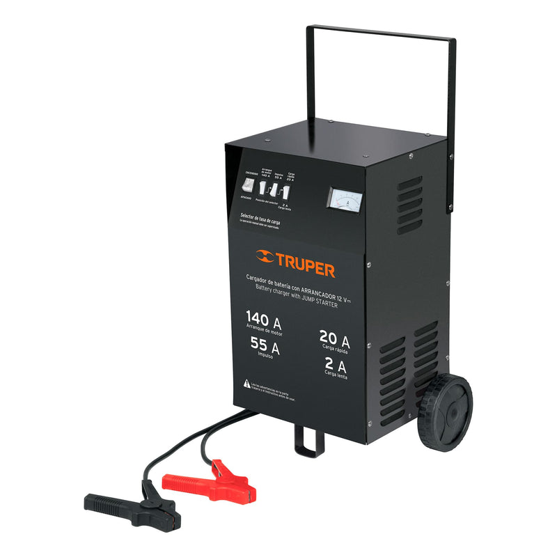 Cargador de baterías con ruedas 12 V, 140 A