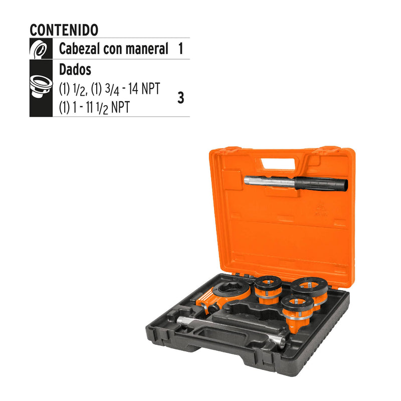 Juego de tarrajas para tubo, 4 piezas