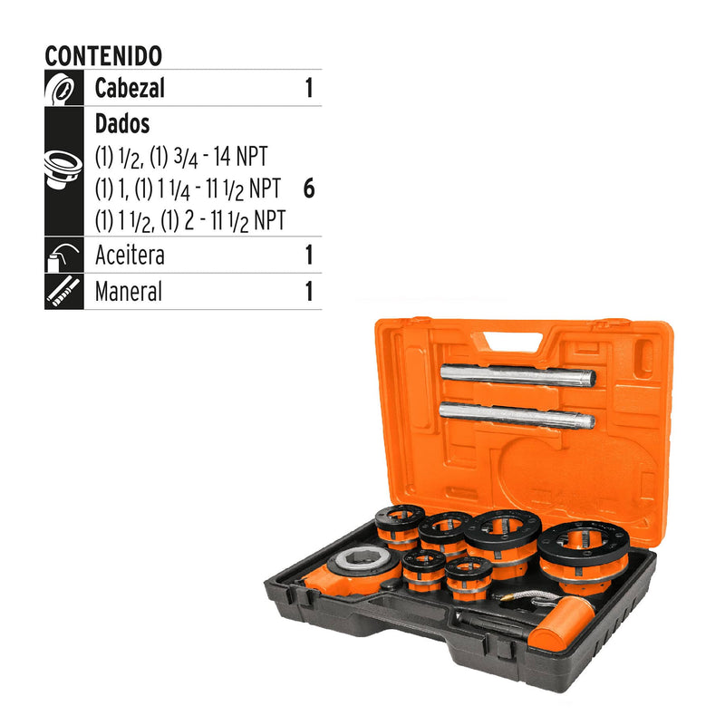 Juego de tarrajas para tubo, 9 piezas