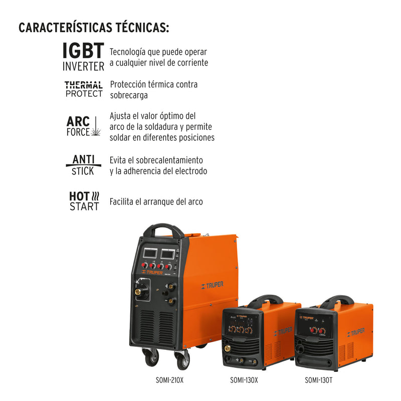 Soldadora para microalambre y electrodo, 210 Amps
