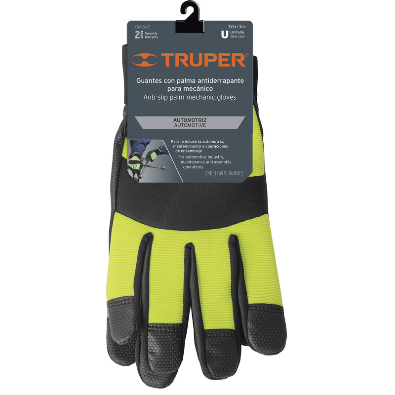 Guantes mecánico, alta visibilidad, palma poliuretano, verde