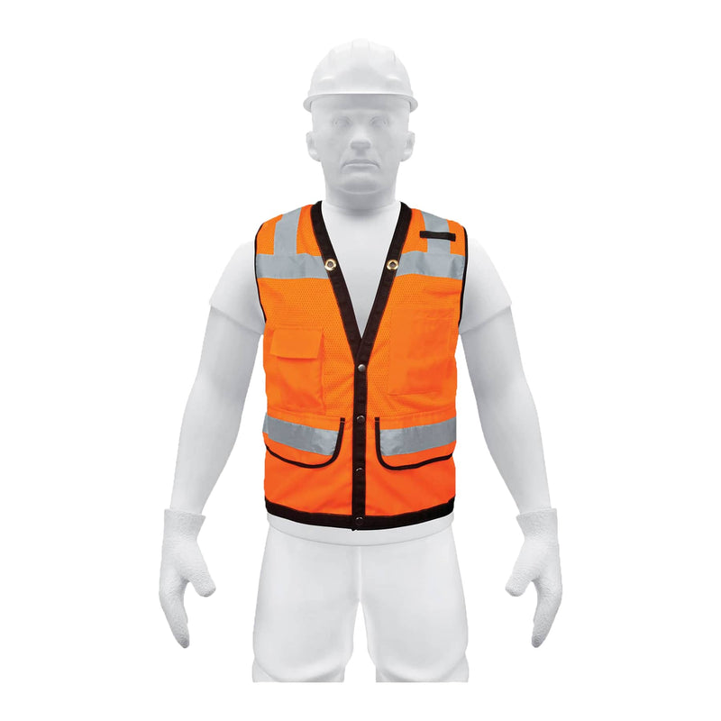 Chaleco de seguridad reforzado, con bolsas, naranja, grande