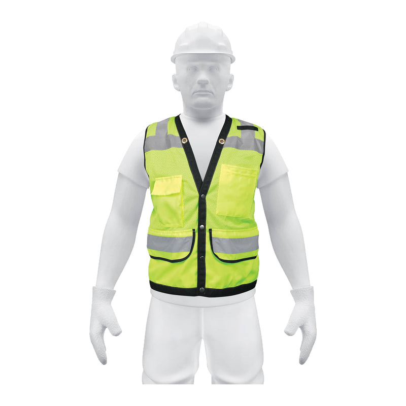 Chaleco de seguridad reforzado, con bolsas, verde, mediano