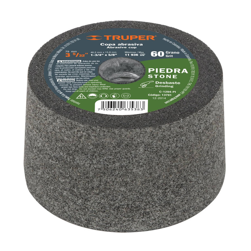 Copa desbaste, 3-5/32', grano 80 para piedra