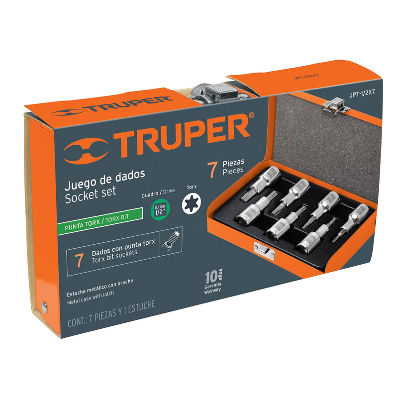Juego dados punta Torx, cuadro 1/2', 7 piezas