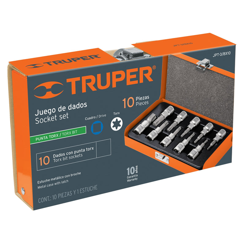 Juego de dados, punta Torx, cuadro 3/8', 10 piezas