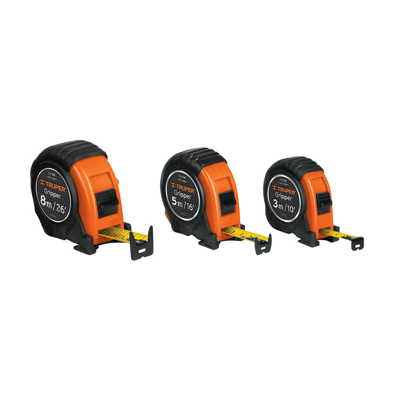 Flexómetro Gripper, contra impacto, 8 m, cinta 25 mm